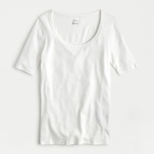 NWT J. Crew slim perfect scoopneck T-shirt in white, XS